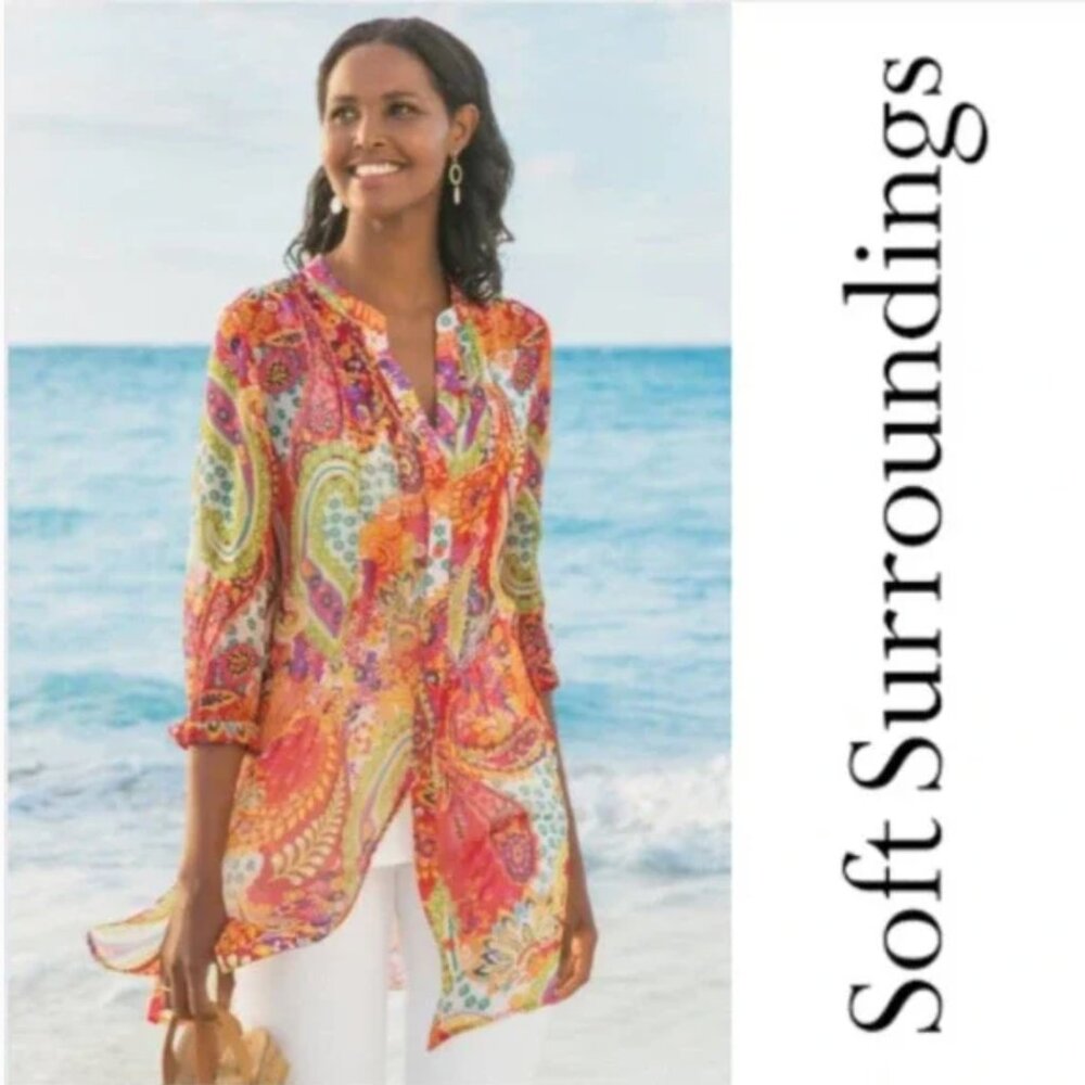 Soft Surroundings Vibrant Paisley Park Tunic